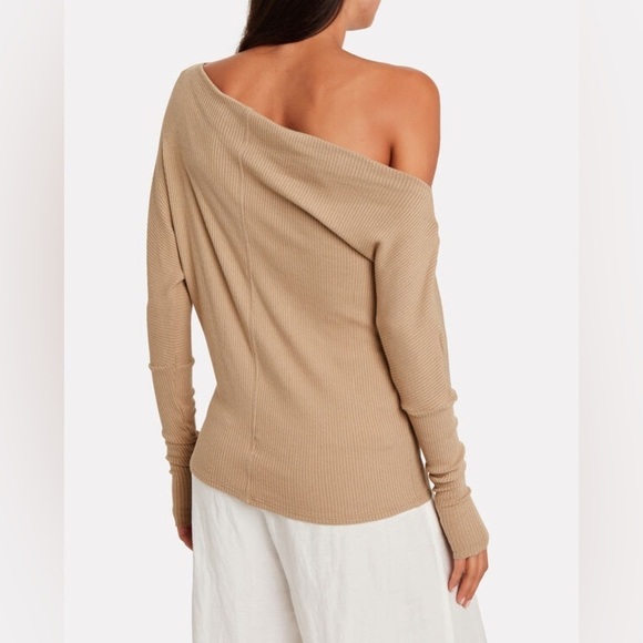NWT Enza Costa Ribbed Jersey Knit One Shoulder Slouch Top - Picture 3 of 12